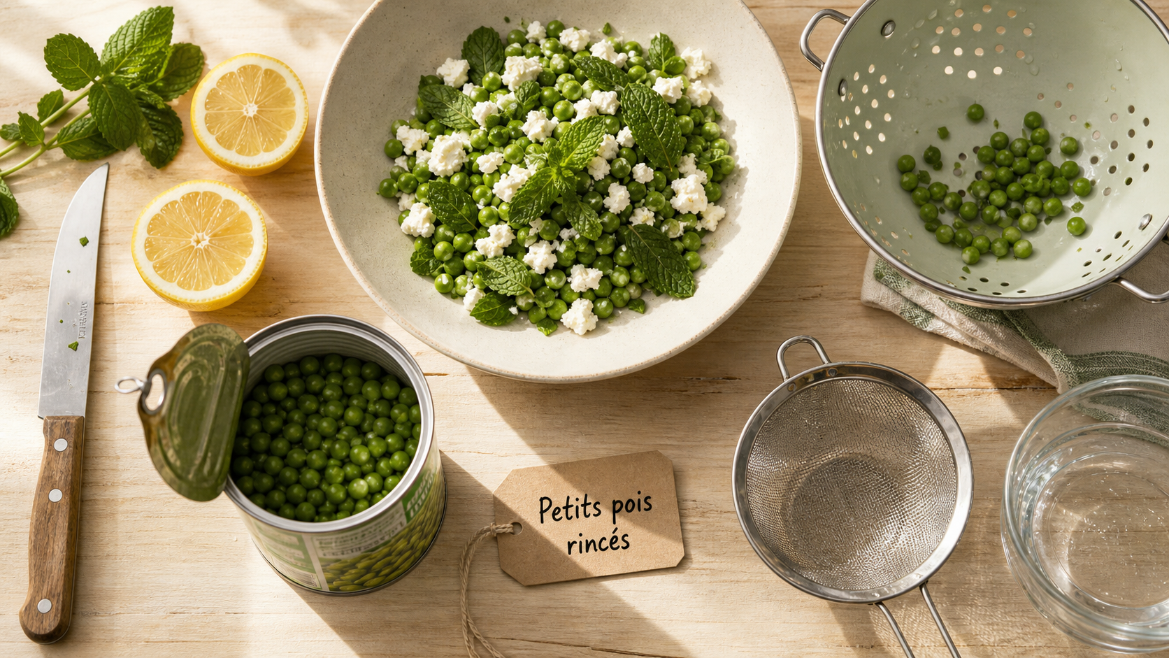 Bienfait petit pois en conserve : petits pois verts rincés, prêts à servir