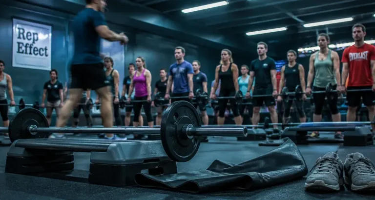 Body pump : guide 55 minutes, coach en salle de fitness, groupe avec barres et disques