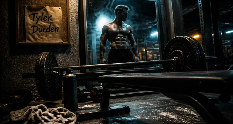 Brad Pitt Fight Club body : Tyler Durden en salle de sport, torse shredded