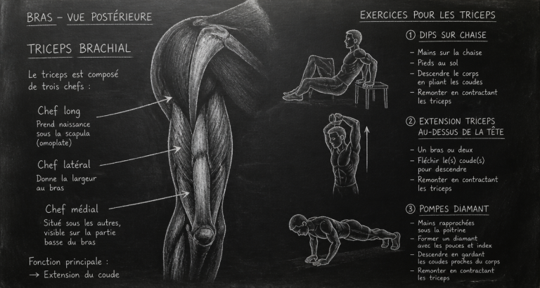 muscle sous les bras exercices triceps dessin craie