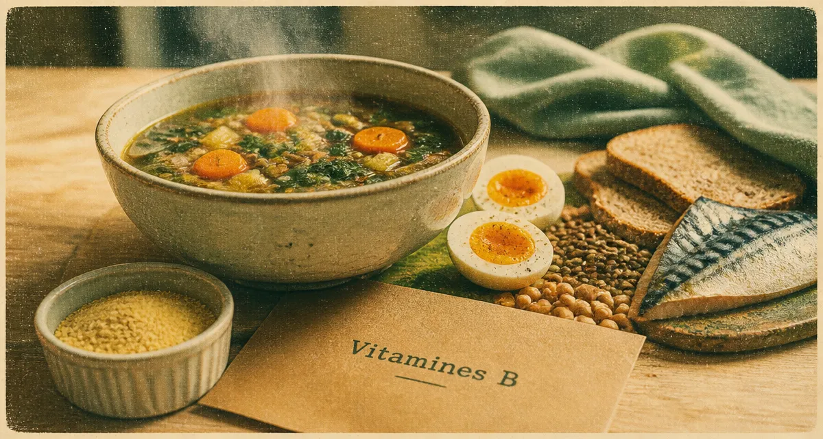 Où trouver des vitamines B : aliments riches en vitamines B (œufs, lentilles, levure de bière)