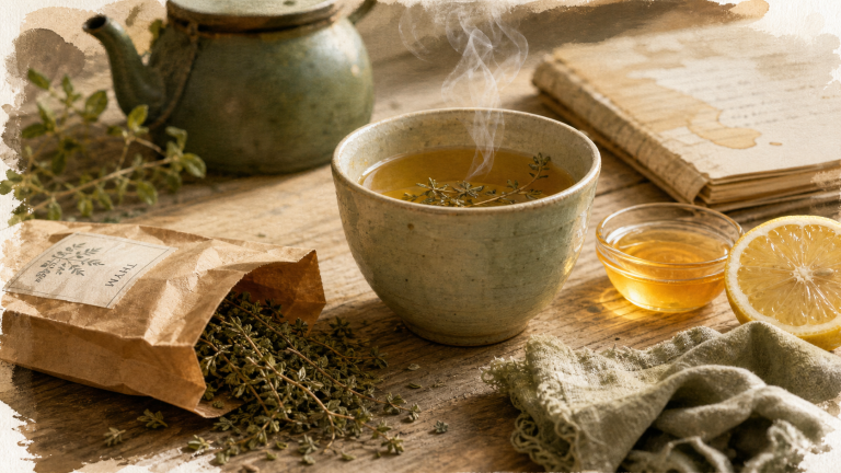 Bienfait du thym en tisane : soulage la toux et apaise la gorge