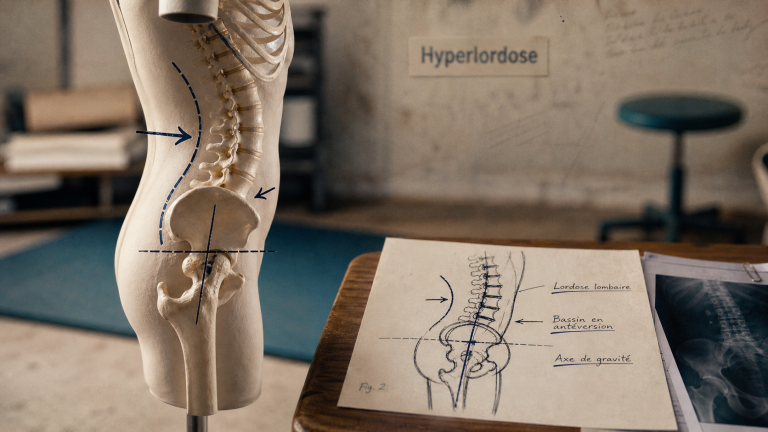 Lordose et hyperlordose à corriger, vue de profil