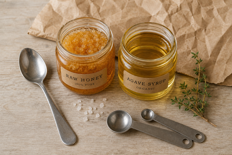 Sirop d agave ou miel : pots de miel et sirop d’agave, impact glycémie et goût