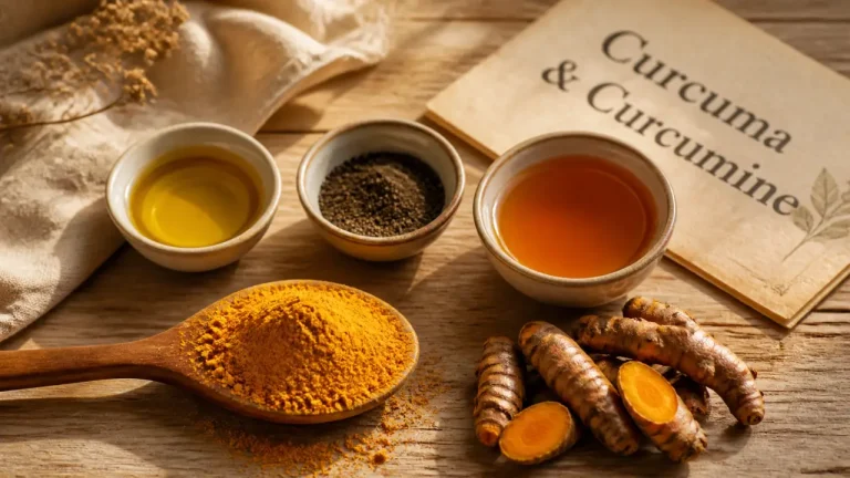 Bienfaits du curcuma : poudre, racine fraîche et huile d’olive