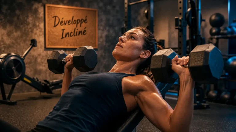 Exercice pectoraux : développé incliné haltères, maison ou salle