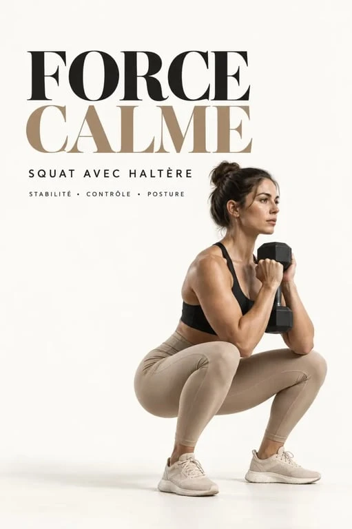 Femme musclée mais pas trop réalisant un squat avec haltère