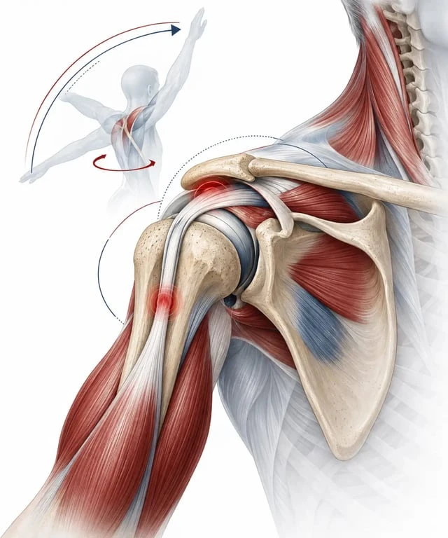 Schéma de l'épaule et des tendons concernés par une tendinite épaule ostéopathe