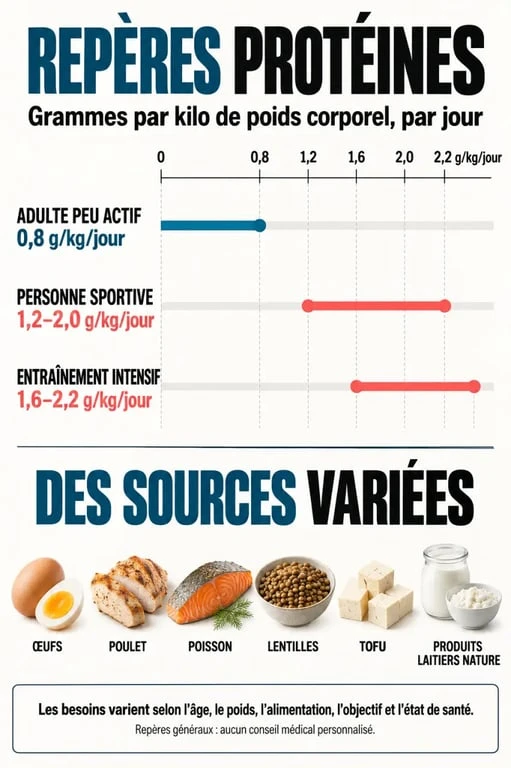 Repères visuels pour comprendre si manger trop de protéines fait-il grossir selon l’activité physique