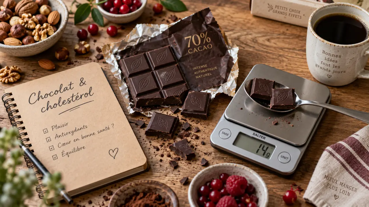 Chocolat noir et cholesterol : portion limitée, 70% cacao