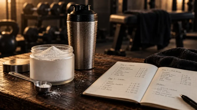 Créatine pour musculation : pot et poudre, régularité de prise