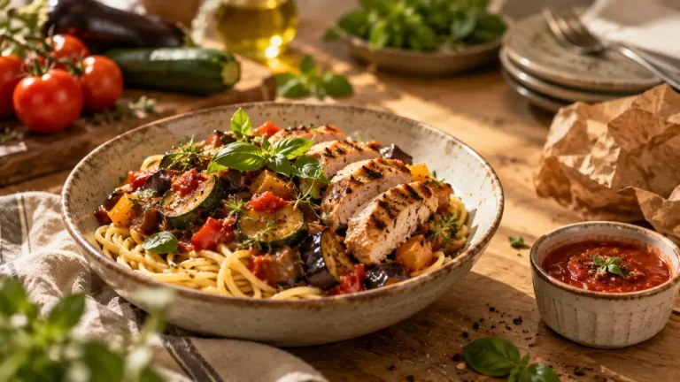 Est-ce que les pâtes font grossir ? Portion de spaghetti, sauce légère et légumes