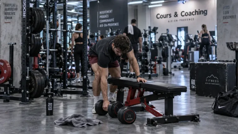 Musculation aix en provence : salle moderne avec haltères